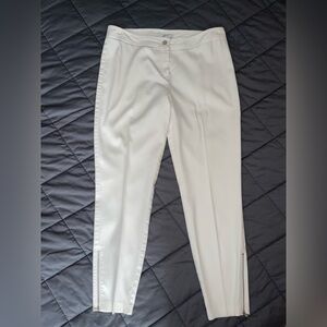 Carlisle Per Se Collection Chic White Straight Pants with Silver Ankle Zippers